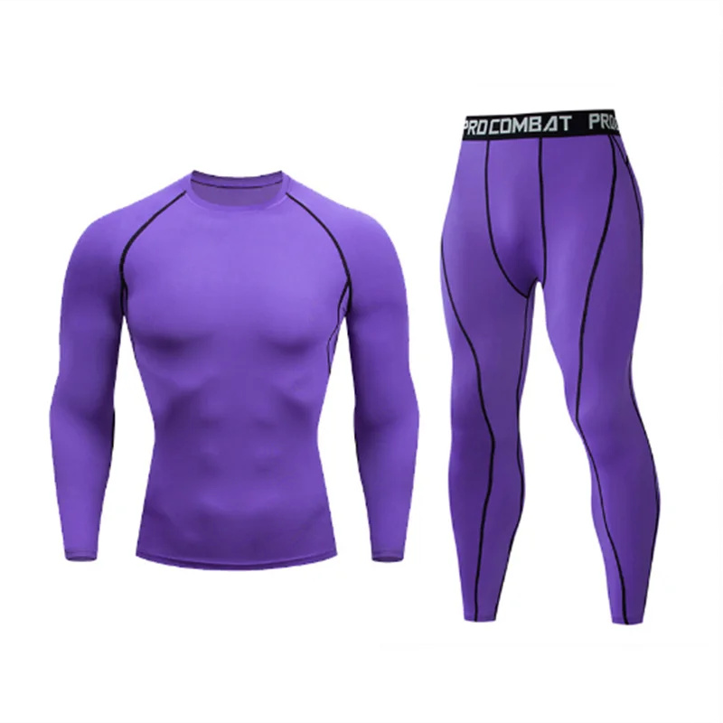 Compression Long Pant - ชุดออกกำลังกายผู้ชาย เสื้อยืดรัดรูปแขนยาว+กางเกง ชุด 2 ชิ้น ชุดออกกำลังกายสำหรับผู้ชาย