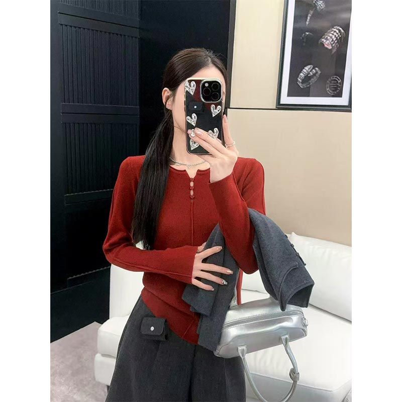 เสื้อถักลายฉลุสไตล์อเมริกันสำห - Base Layer Top บทวิจารณ์และราคา