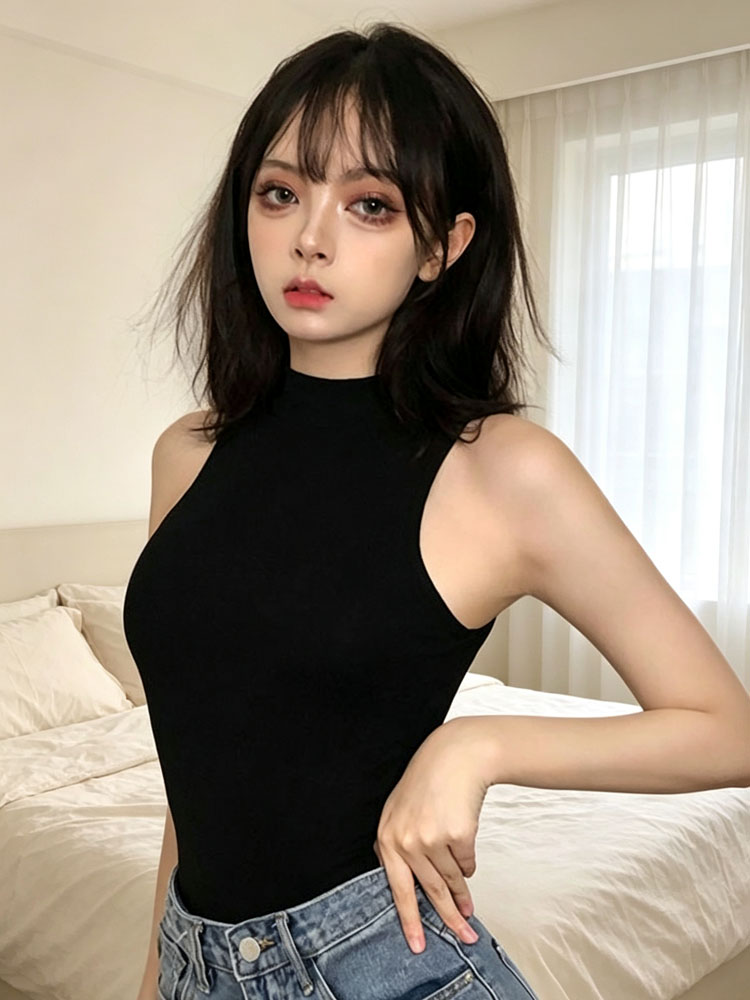 ชุดบอดี้สูทแขนกุดคอเต่าแบบเรีย - Tank Top Ribbed บทวิจารณ์และราคา